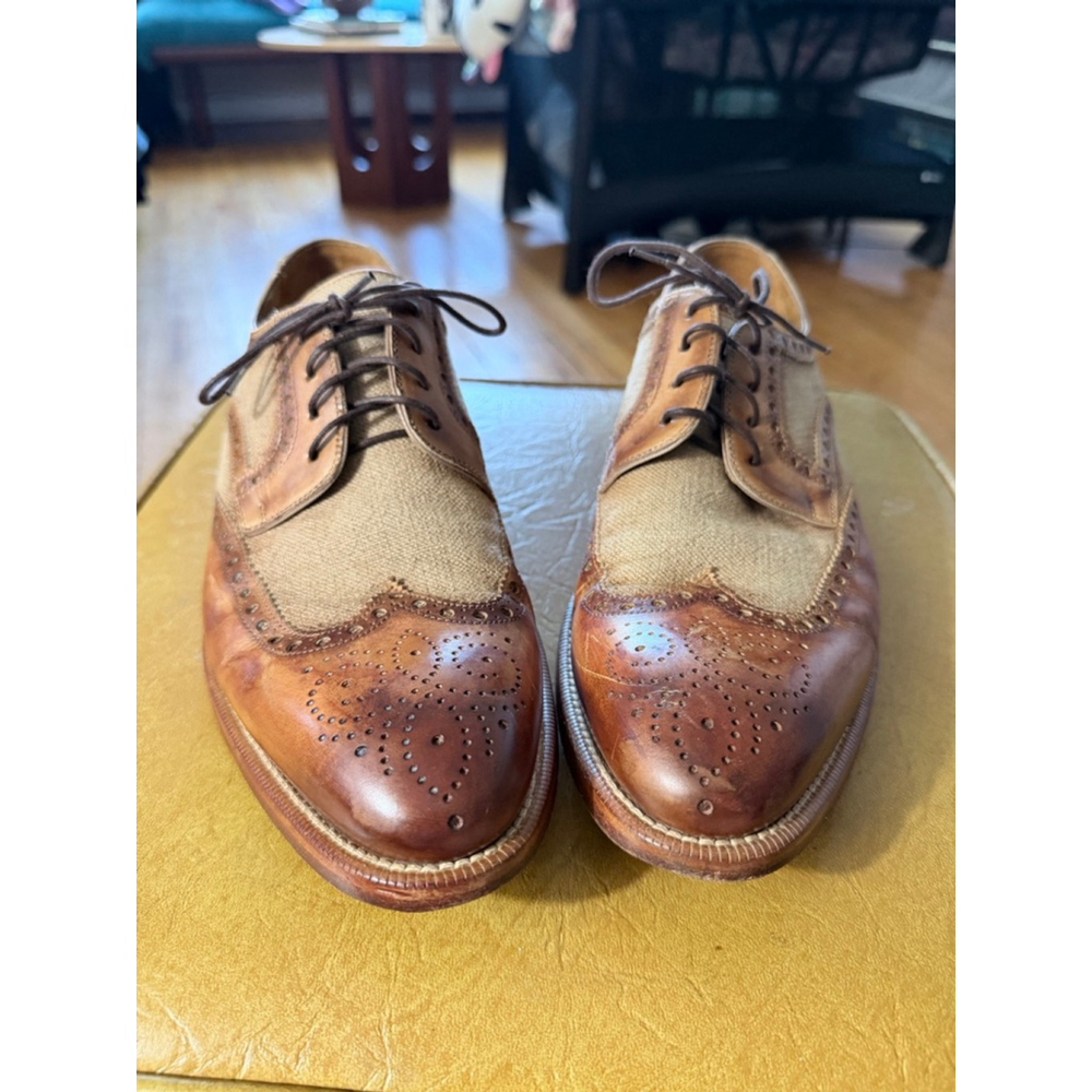 Magnanni Oxfords Size 9 Brown Beige Leather Canvas